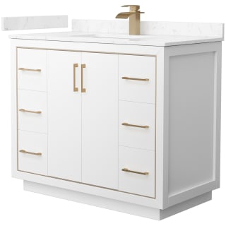 A thumbnail of the Wyndham Collection WCF1111-42S-VCA-MXX White / Carrara Cultured Marble Top / Satin Bronze Hardware