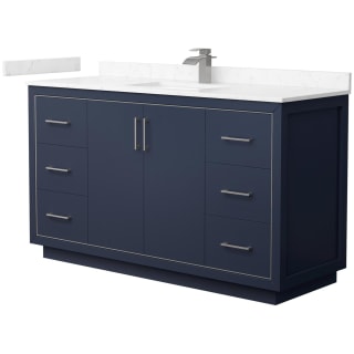 A thumbnail of the Wyndham Collection WCF1111-60S-VCA-MXX Dark Blue / Carrara Cultured Marble Top / Brushed Nickel Hardware