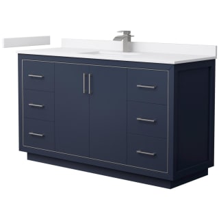 A thumbnail of the Wyndham Collection WCF1111-60S-VCA-MXX Dark Blue / White Cultured Marble Top / Brushed Nickel Hardware
