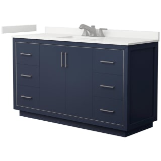 A thumbnail of the Wyndham Collection WCF111160S-QTZ-US3MXX Dark Blue / White Quartz Top / Brushed Nickel Hardware