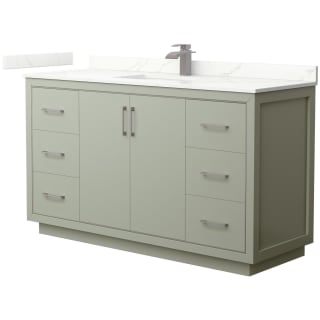 A thumbnail of the Wyndham Collection WCF111160S-QTZ-UNSMXX Light Green / Giotto Quartz Top / Brushed Nickel Hardware