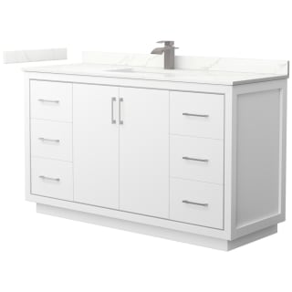 A thumbnail of the Wyndham Collection WCF111160S-QTZ-UNSMXX White / Giotto Quartz Top / Brushed Nickel Hardware