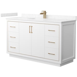 A thumbnail of the Wyndham Collection WCF1111-60S-VCA-MXX White / Carrara Cultured Marble Top / Satin Bronze Hardware