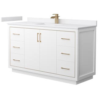 A thumbnail of the Wyndham Collection WCF1111-60S-VCA-MXX White / White Cultured Marble Top / Satin Bronze Hardware
