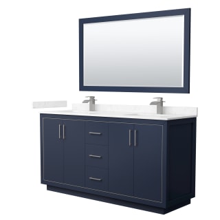 A thumbnail of the Wyndham Collection WCF1111-66D-VCA-M58 Dark Blue / Carrara Cultured Marble Top / Brushed Nickel Hardware