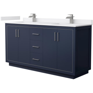 A thumbnail of the Wyndham Collection WCF1111-66D-VCA-MXX Dark Blue / White Cultured Marble Top / Brushed Nickel Hardware