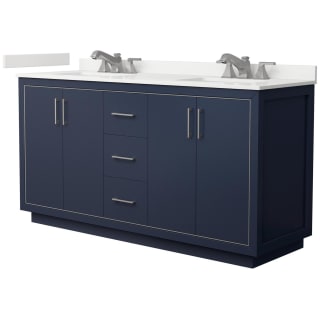 A thumbnail of the Wyndham Collection WCF111166D-QTZ-US3MXX Dark Blue / White Quartz Top / Brushed Nickel Hardware