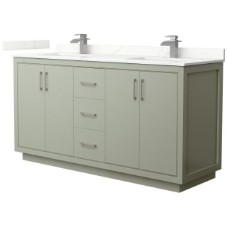 A thumbnail of the Wyndham Collection WCF111166D-QTZ-UNSMXX Light Green / Giotto Quartz Top / Brushed Nickel Hardware