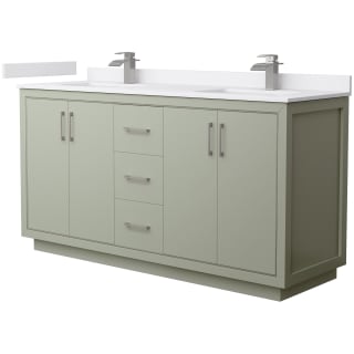 A thumbnail of the Wyndham Collection WCF1111-66D-VCA-MXX Light Green / White Cultured Marble Top / Brushed Nickel Hardware