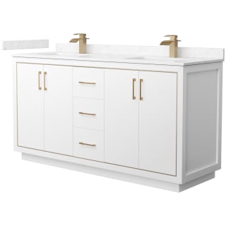 A thumbnail of the Wyndham Collection WCF1111-66D-VCA-MXX White / Carrara Cultured Marble Top / Satin Bronze Hardware