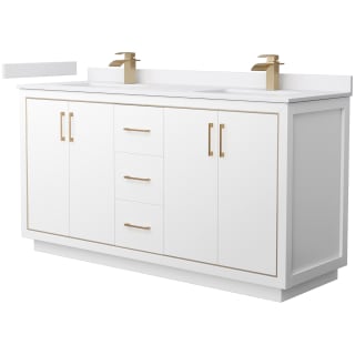 A thumbnail of the Wyndham Collection WCF1111-66D-VCA-MXX White / White Cultured Marble Top / Satin Bronze Hardware
