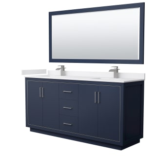 A thumbnail of the Wyndham Collection WCF1111-72D-VCA-M70 Dark Blue / White Cultured Marble Top / Brushed Nickel Hardware