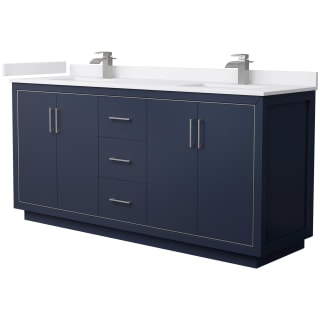 A thumbnail of the Wyndham Collection WCF1111-72D-VCA-MXX Dark Blue / White Cultured Marble Top / Brushed Nickel Hardware