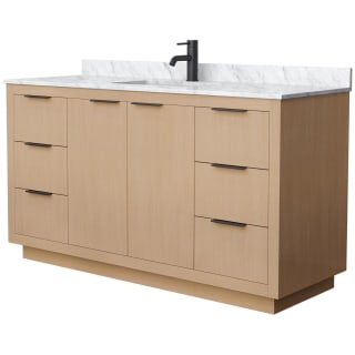 A thumbnail of the Wyndham Collection WCF282860S-NAT-UNSMXX Light Straw / White Carrara Marble Top / Matte Black Hardware