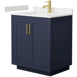 A thumbnail of the Wyndham Collection WCF2929-30S-VCA-MXX Dark Blue / Carrara Cultured Marble Top / Brushed Gold Hardware