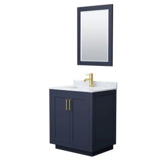 A thumbnail of the Wyndham Collection WCF2929-30S-NAT-M24 Dark Blue / White Carrara Marble Top / Brushed Gold Hardware