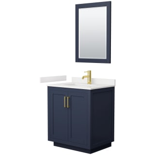 A thumbnail of the Wyndham Collection WCF292930S-QTZ-UNSM24 Dark Blue / White Quartz Top / Brushed Gold Hardware