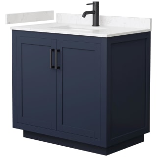 A thumbnail of the Wyndham Collection WCF2929-36S-VCA-MXX Dark Blue / Carrara Cultured Marble Top / Matte Black Hardware