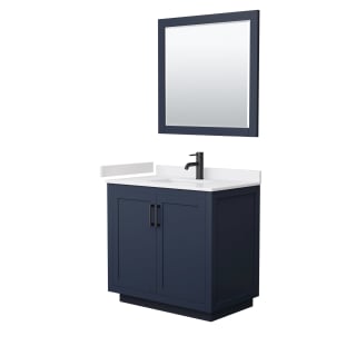A thumbnail of the Wyndham Collection WCF2929-36S-VCA-M34 Dark Blue / White Cultured Marble Top / Matte Black Hardware