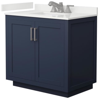 A thumbnail of the Wyndham Collection WCF292936S-QTZ-US3MXX Dark Blue / White Quartz Top / Brushed Nickel Hardware