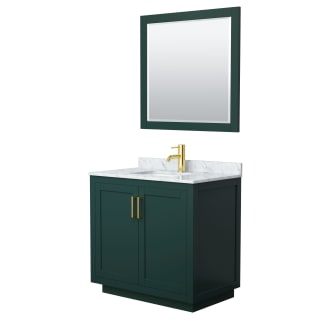 A thumbnail of the Wyndham Collection WCF2929-36S-NAT-M34 Green / White Carrara Marble Top / Brushed Gold Hardware