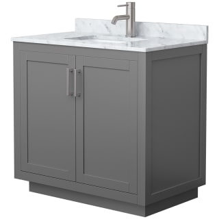 A thumbnail of the Wyndham Collection WCF2929-36S-NAT-MXX Dark Gray / White Carrara Marble Top / Brushed Nickel Hardware