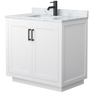 A thumbnail of the Wyndham Collection WCF2929-36S-NAT-MXX White / White Carrara Marble Top / Matte Black Hardware