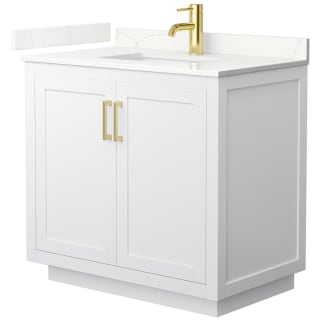 A thumbnail of the Wyndham Collection WCF292936S-QTZ-UNSMXX White / Giotto Quartz Top / Brushed Gold Hardware