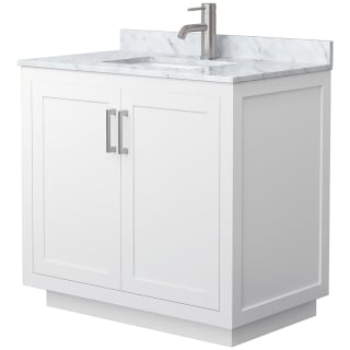 A thumbnail of the Wyndham Collection WCF2929-36S-NAT-MXX White / White Carrara Marble Top / Brushed Nickel Hardware