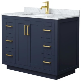 A thumbnail of the Wyndham Collection WCF2929-42S-NAT-MXX Dark Blue / White Carrara Marble Top / Brushed Gold Hardware