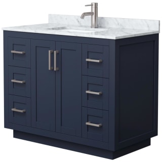 A thumbnail of the Wyndham Collection WCF2929-42S-NAT-MXX Dark Blue / White Carrara Marble Top / Brushed Nickel Hardware