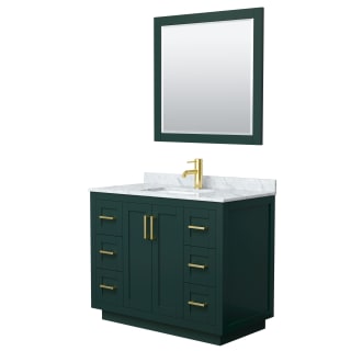 A thumbnail of the Wyndham Collection WCF2929-42S-NAT-M34 Green / White Carrara Marble Top / Brushed Gold Hardware