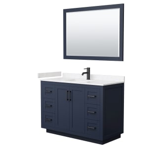 A thumbnail of the Wyndham Collection WCF2929-48S-VCA-M46 Dark Blue / Carrara Cultured Marble Top / Matte Black Hardware