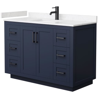 A thumbnail of the Wyndham Collection WCF2929-48S-VCA-MXX Dark Blue / Carrara Cultured Marble Top / Matte Black Hardware