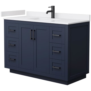 A thumbnail of the Wyndham Collection WCF2929-48S-VCA-MXX Dark Blue / White Cultured Marble Top / Matte Black Hardware