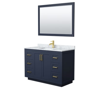 A thumbnail of the Wyndham Collection WCF2929-48S-NAT-M46 Dark Blue / White Carrara Marble Top / Brushed Gold Hardware