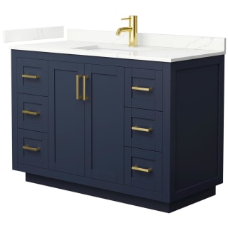 A thumbnail of the Wyndham Collection WCF292948S-QTZ-UNSMXX Dark Blue / Giotto Quartz Top / Brushed Gold Hardware