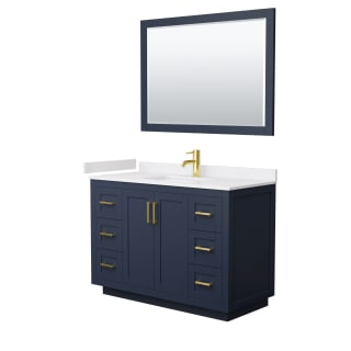 A thumbnail of the Wyndham Collection WCF2929-48S-VCA-M46 Dark Blue / White Cultured Marble Top / Brushed Gold Hardware