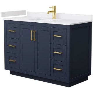 A thumbnail of the Wyndham Collection WCF2929-48S-VCA-MXX Dark Blue / White Cultured Marble Top / Brushed Gold Hardware