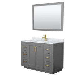 A thumbnail of the Wyndham Collection WCF2929-48S-NAT-M46 Dark Gray / White Carrara Marble Top / Brushed Gold Hardware