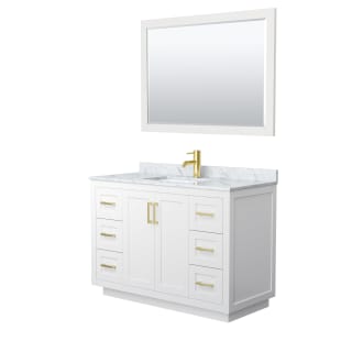 A thumbnail of the Wyndham Collection WCF2929-48S-NAT-M46 White / White Carrara Marble Top / Brushed Gold Hardware