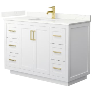 A thumbnail of the Wyndham Collection WCF292948S-QTZ-UNSMXX White / Giotto Quartz Top / Brushed Gold Hardware