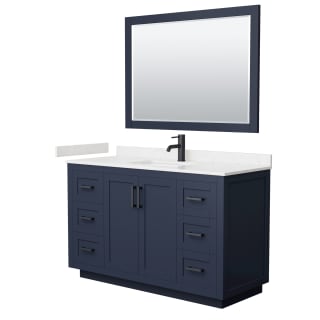 A thumbnail of the Wyndham Collection WCF2929-54S-VCA-M46 Dark Blue / Carrara Cultured Marble Top / Matte Black Hardware