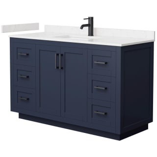 A thumbnail of the Wyndham Collection WCF2929-54S-VCA-MXX Dark Blue / Carrara Cultured Marble Top / Matte Black Hardware