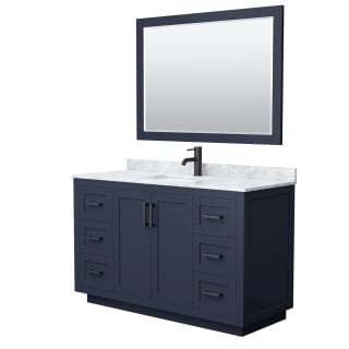 A thumbnail of the Wyndham Collection WCF2929-54S-NAT-M46 Dark Blue / White Carrara Marble Top / Matte Black Hardware