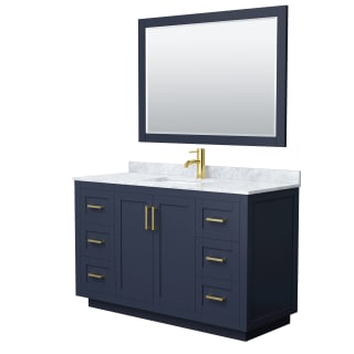 A thumbnail of the Wyndham Collection WCF2929-54S-NAT-M46 Dark Blue / White Carrara Marble Top / Brushed Gold Hardware