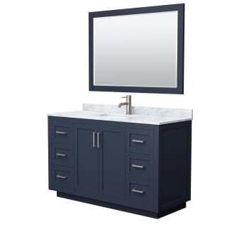 A thumbnail of the Wyndham Collection WCF2929-54S-NAT-M46 Dark Blue / White Carrara Marble Top / Brushed Nickel Hardware