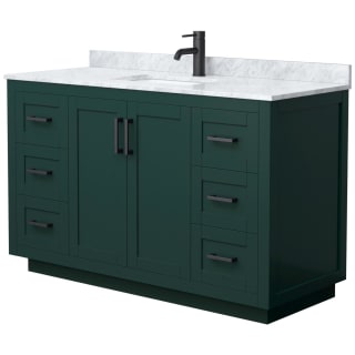 A thumbnail of the Wyndham Collection WCF2929-54S-NAT-MXX Green / White Carrara Marble Top / Matte Black Hardware