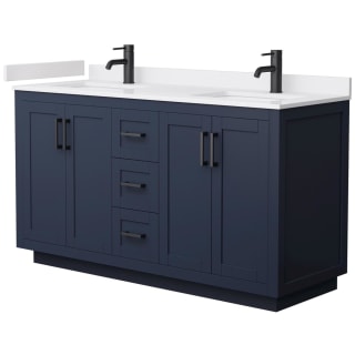 A thumbnail of the Wyndham Collection WCF2929-60D-VCA-MXX Dark Blue / White Cultured Marble Top / Matte Black Hardware