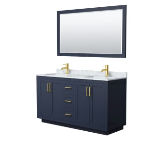 A thumbnail of the Wyndham Collection WCF2929-60D-NAT-M58 Dark Blue / White Carrara Marble Top / Brushed Gold Hardware